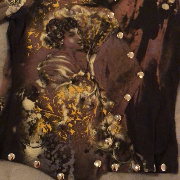 Patchington Cotton Snap Peacock Feathers Top - NWT - size Large - Picture 3 of 6